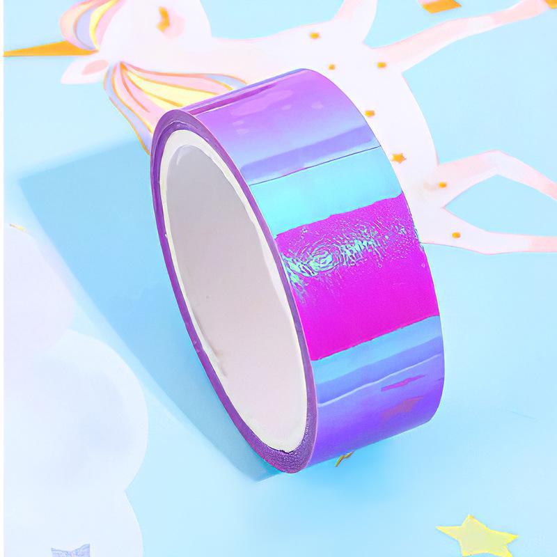 Colorful Gradient Laser Tape & Rainbow Film Stickers for DIY Journals and Cards