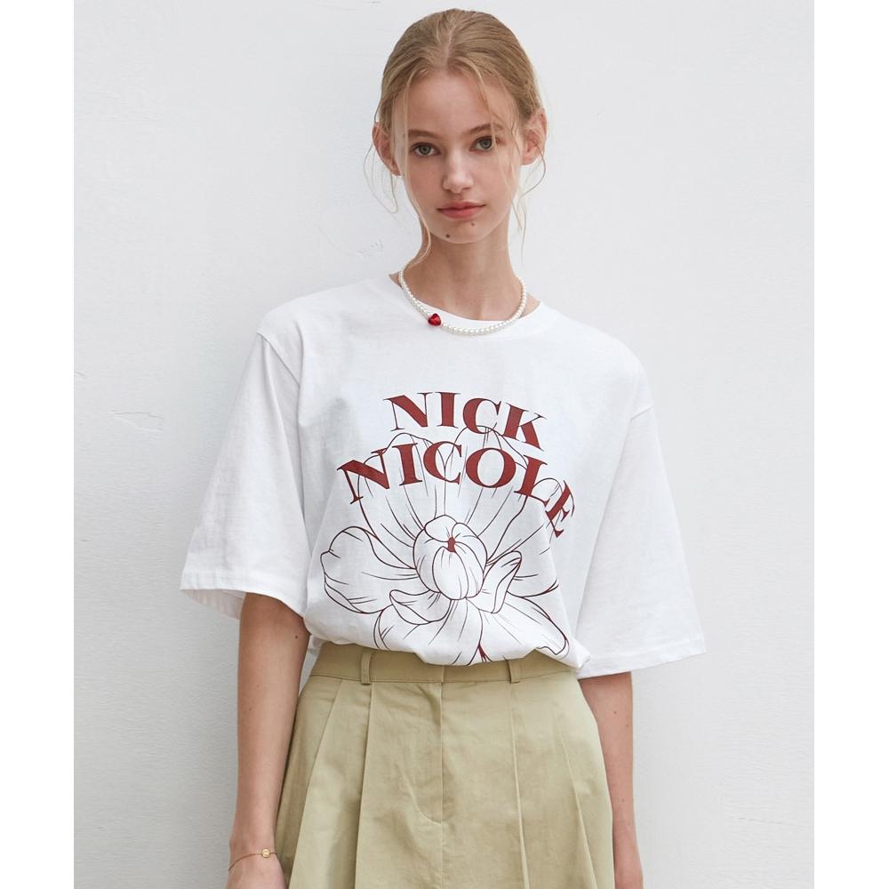 

NICK&NICOLE NICOLE FLOWER HALF TEE_RED WINE