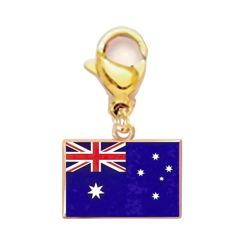 Braccialetto con Charm Bandiera in Acciaio Inossidabile con Moschettone, Gioiello Ciondolo Paese per Regalo di Viaggio Accessorio Stile