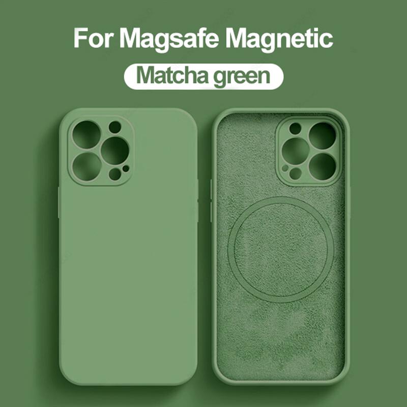 Pour étui magnétique Magsafe Pour 16 15 14 13 12 11 Pro Max 16 Plus Silicone Liquide Charge sans fil Housse Accessoires pour téléphone