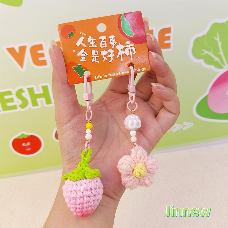 Small Apples Peaches Flowers Plush Keyring Material Daily Use Collectors Gift