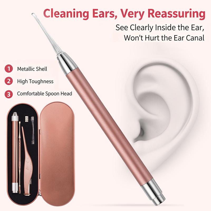 Ear Cleaning Kit With Led Light Ear Wax Removal Kit For Kids And Adults Earwax Spoon Digger & Tweezers Ear Cleaning Tool Set