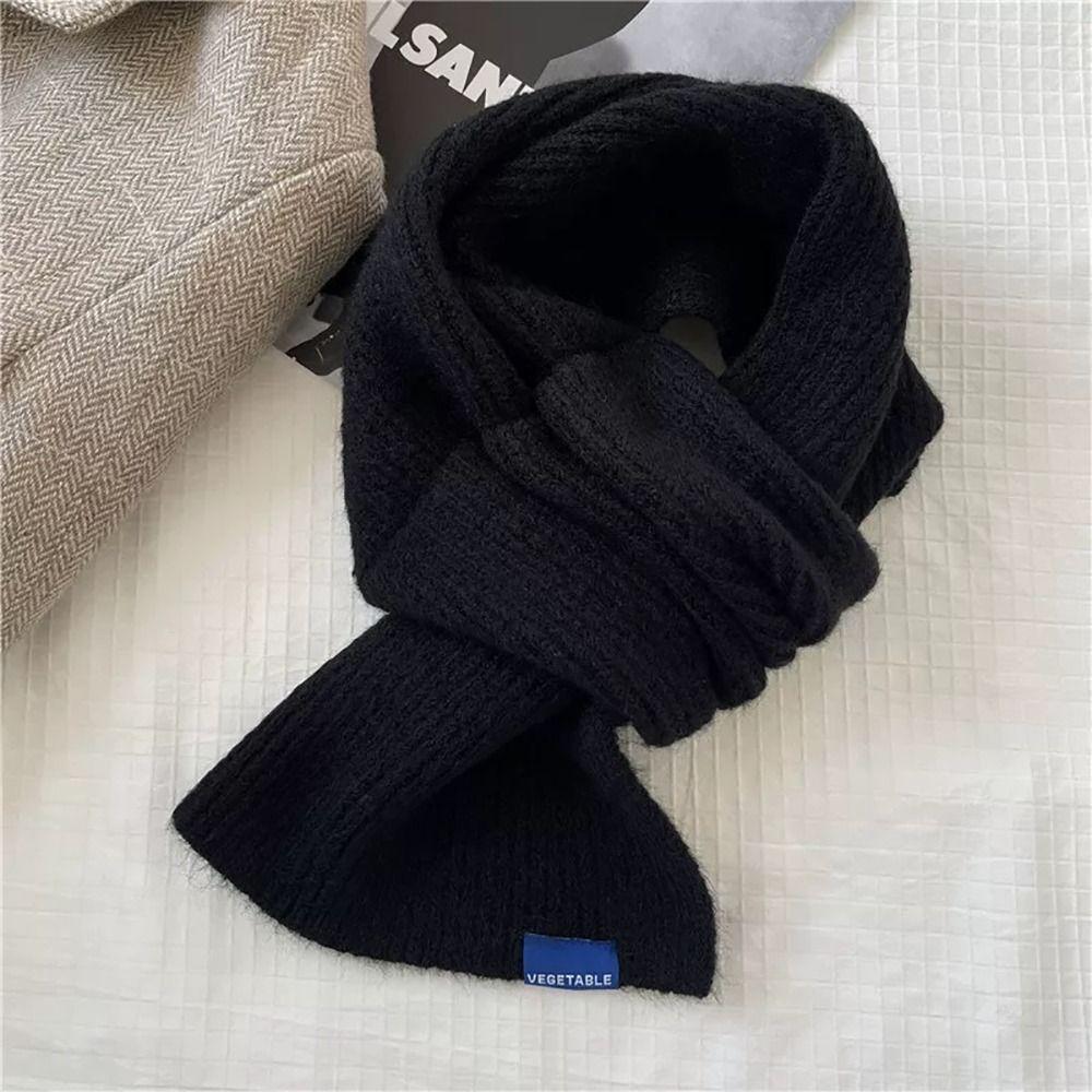 Woolen Knit Scarf Solid Color Short Neckerchief Neck Guard Shawl Neck Warmer Women