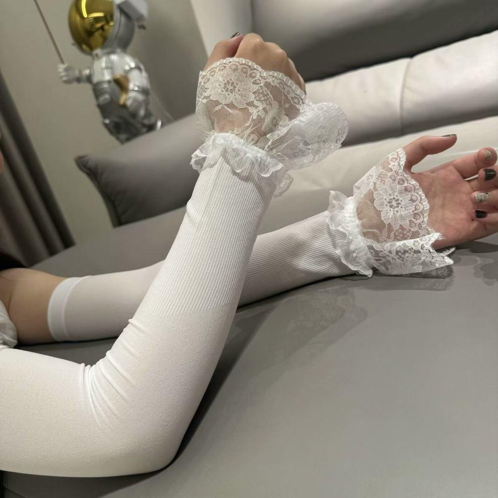 Lace Flower Sun Protection Arm Sleeves Sun Protection Ice Silk Arm Sleeves  Clothes Accessories