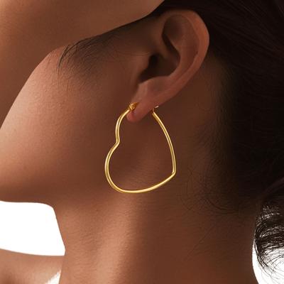 Love Shape Heart Earrings For Women Stainless Steel Ear Hoops Gold Plated Jewelry