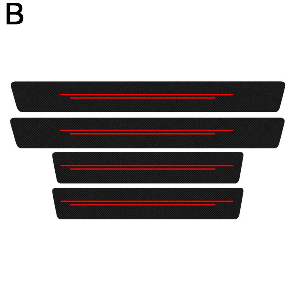 4pcs Universal Carbon Fiber Leather Car Door Sill Protection Film DIY Paste Waterproof Anti Scratch Strip Car Sticker Protect