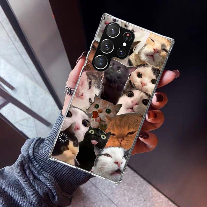 Crying Cat Memes Phone Case For Samsung Galaxy S26 S25 Edge S24 S23 Ultra S22 Plus S21 S20 FE Soft TPU Back Cover Funda Galaxy S