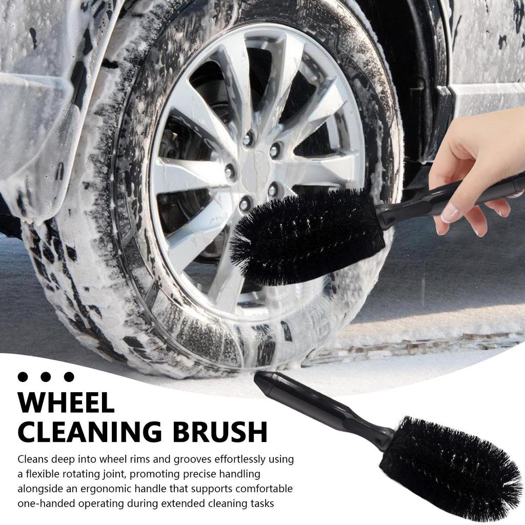 Wheel Cleaner Brush Car Wash Brush for Wheels Automotive Ergonomic Detailing Cleaning Exterior Wash Tool for RVs Motorcycles