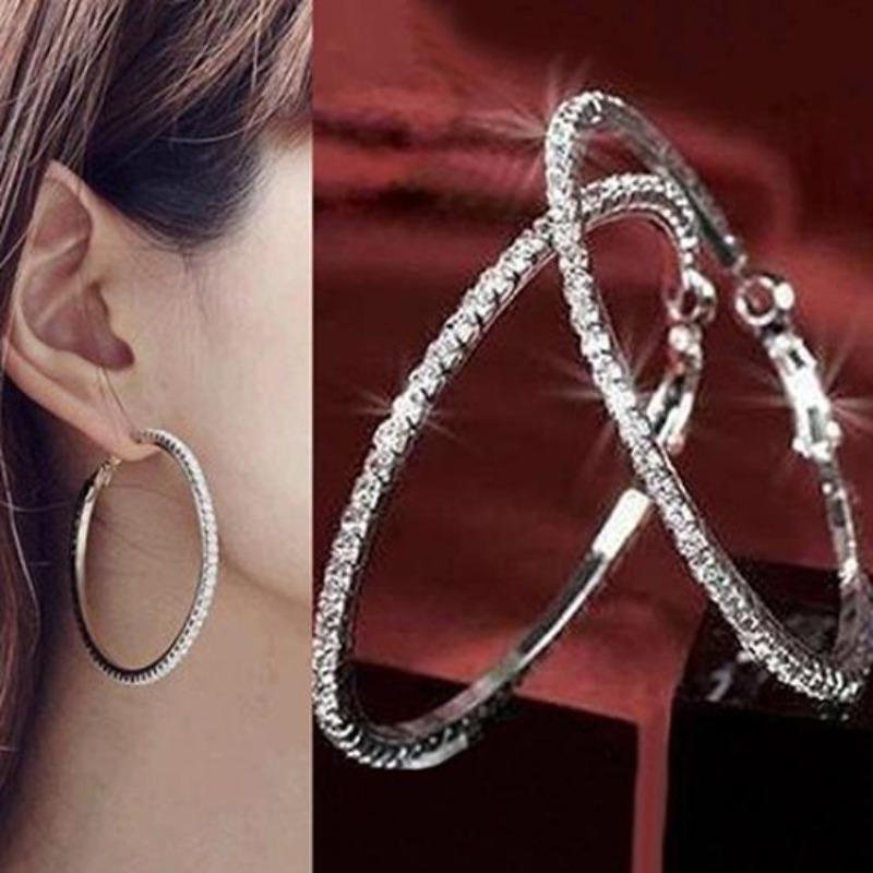 Dames Luxe Party Crystal Rhinestone Earring Hoop Ear Ring Sieraden Charms