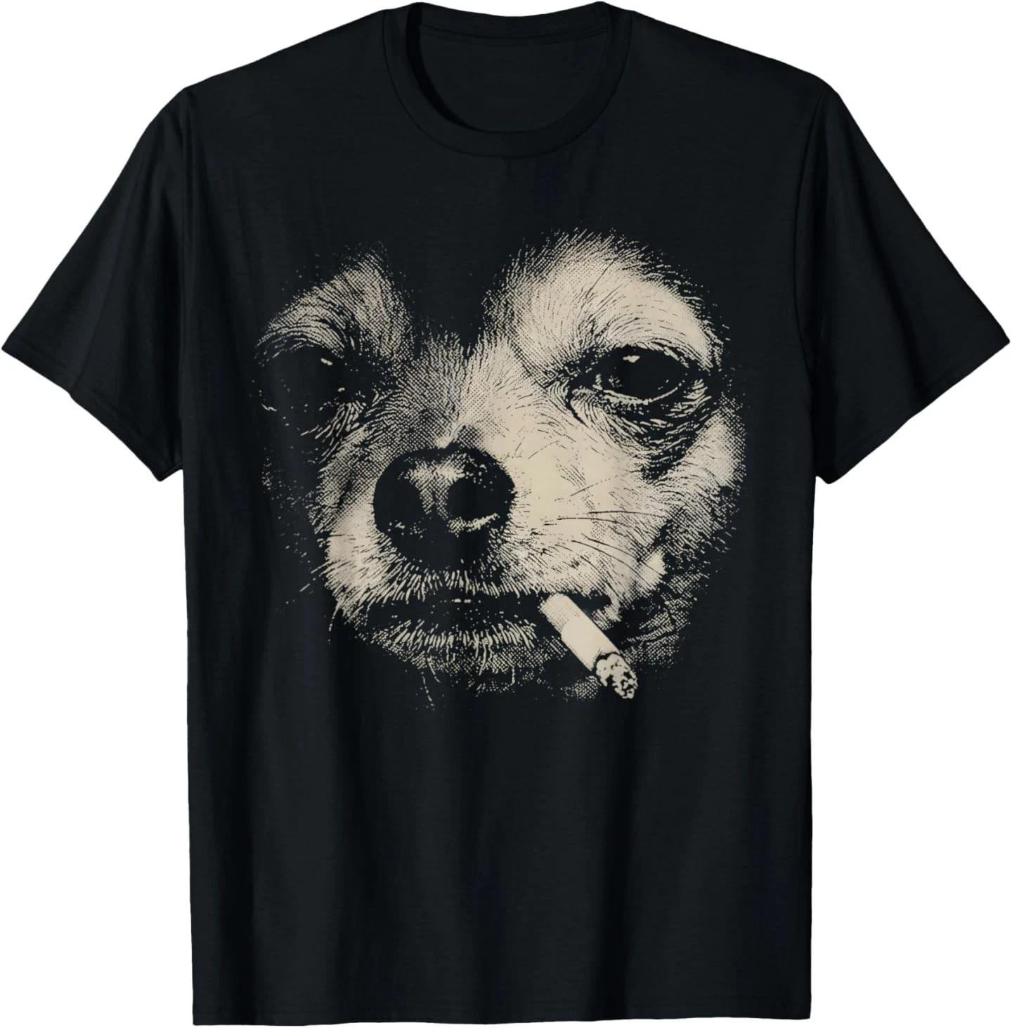 Смешная футболка с чихуахуа, курящим сигарету 3XL