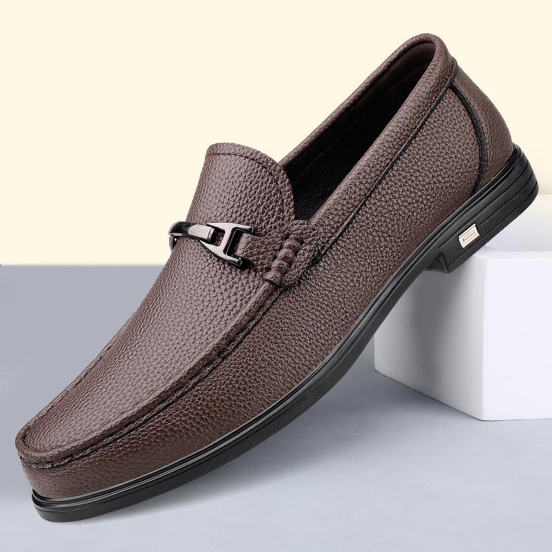 Luxury Brand Men'S Breathable Hollow Leisure Loafers Fashionable Spring New Men'S Comfortable Non Slip Casual Leather Shoes