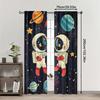 2pcs Space Astronauts Blackout Curtains   Rod Pocket Polyester Panels   HD Digital Print   Semi-Sheer Contemporary Design   Machine