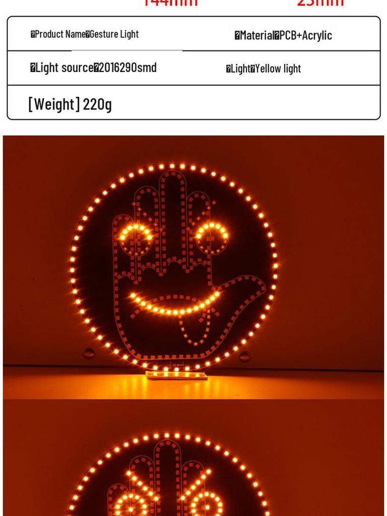 Multifunctional Car LED Smiley & Gesture Rear Window Light