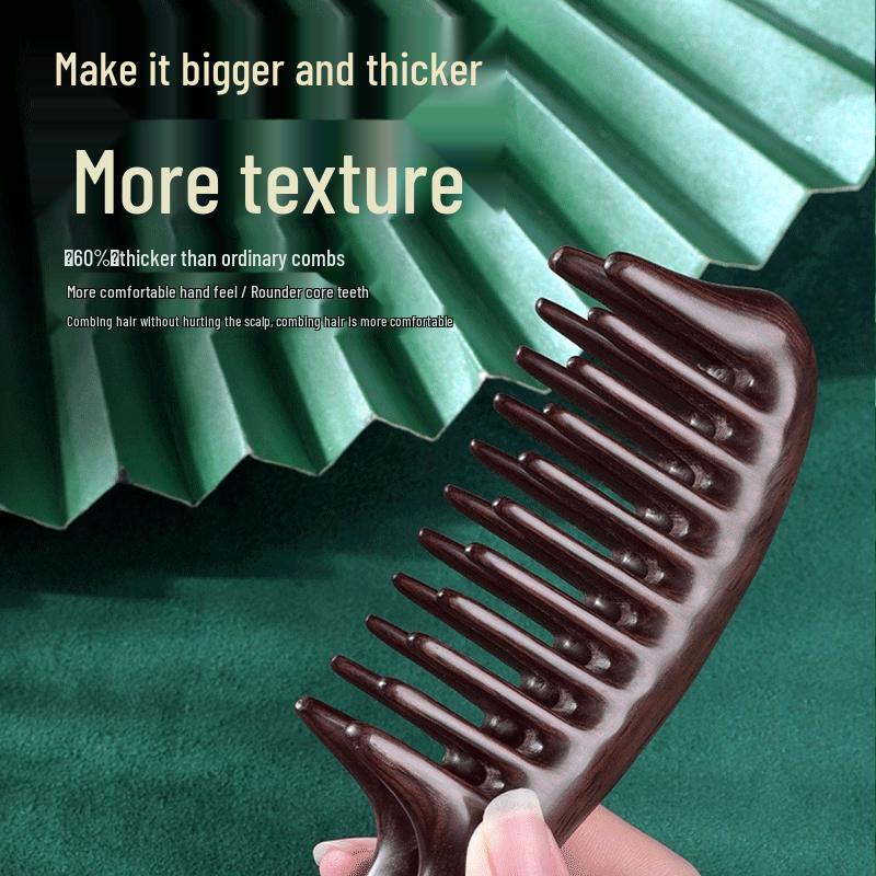 HOMEMAKER Natural Ebony Wood Wide Tooth Massage Comb