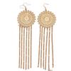 Ethnic Style Tassel Earrings with Hollow Flower Design