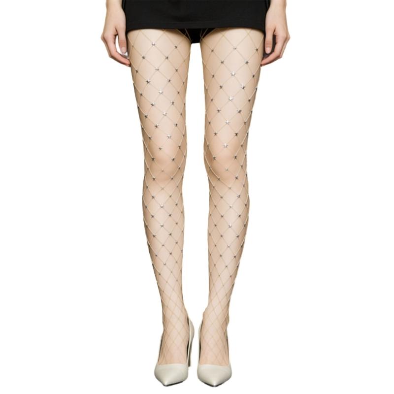 Sparkly Tights Fishnet Stockings for Women,Glitter Rhinestones Tights Mesh Fish Net Stocking Night Party Pantyhose