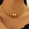 Collier Ras-de-cou Multi-rangs avec Pendentif Boule Centrale Ton Doré Collier Statement pour Femmes