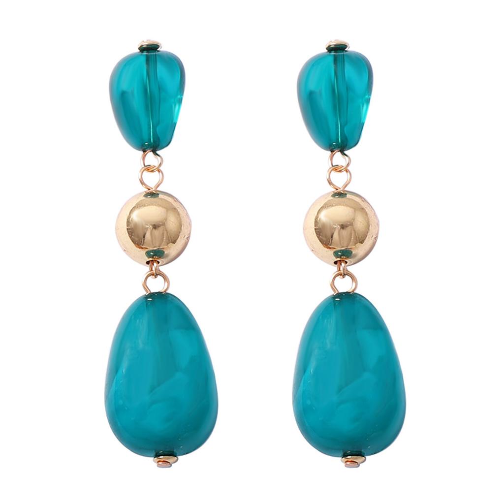Vintage lake blue resin geometric water drop earrings elegant and thin holiday style niche high-end women's earrings