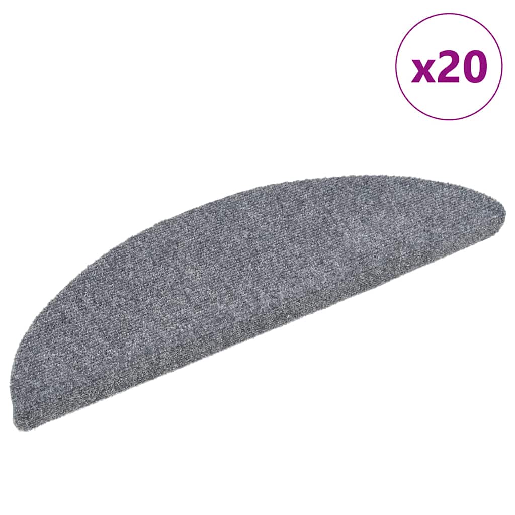 Self Adhesive Stair Treads 20 Pcs 56 X 17 X 3 Cm Light Grey Semi Round