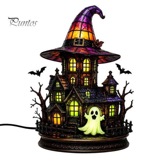 Whimsical Home Accents Gothic Witch Hat Night Light, Warm Glow Acrylic Halloween Decorative Lamp, Vintage Creative Props Spooky Decor for Mantel Shelf