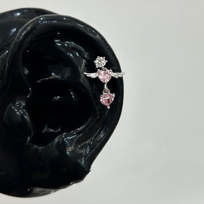 

1 Pcs Pink Love Heart Wings Star Pendant Ear Bone Nail 316L Stainless Steel Piercing Earring Punk Jewelry Women Accessories
