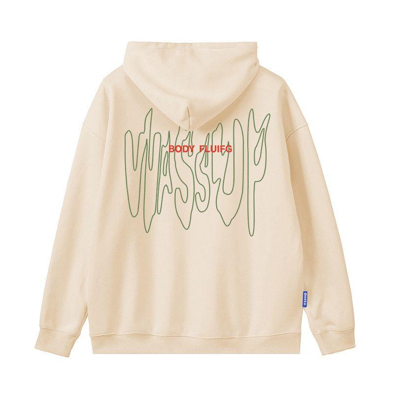 Wassup Heods Heavyweight Hooded Sweatshirt for Men, Autumn and Winter Casual Couple Student Loose Jacket Hoodie