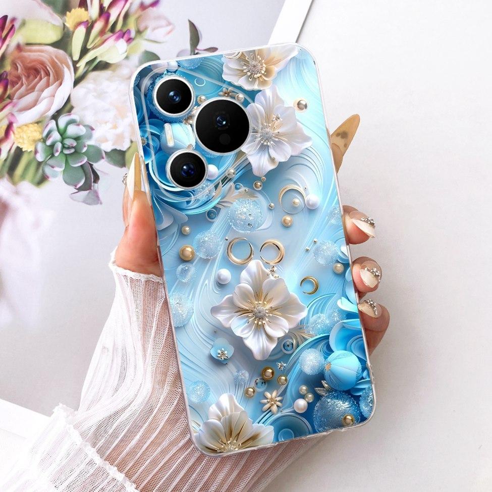 For Huawei Pura 70 Clear Case Aesthetic Luxury Cute Fashion Flowers Funny Painted Casing For Huawei ADY-LX9 ADY-AL00