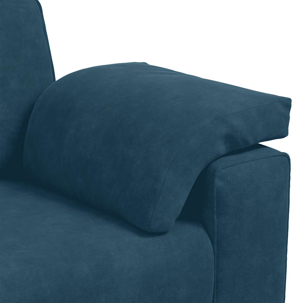 3 Piece Sofa Set with Cushions Blue Velvet