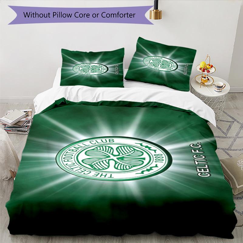 Celtic Football Club Crest Printed Pattern Duvet Cover Set – includes 1 duvet cover and 2 matching pillowcases Bedroom decor Christmas gifts