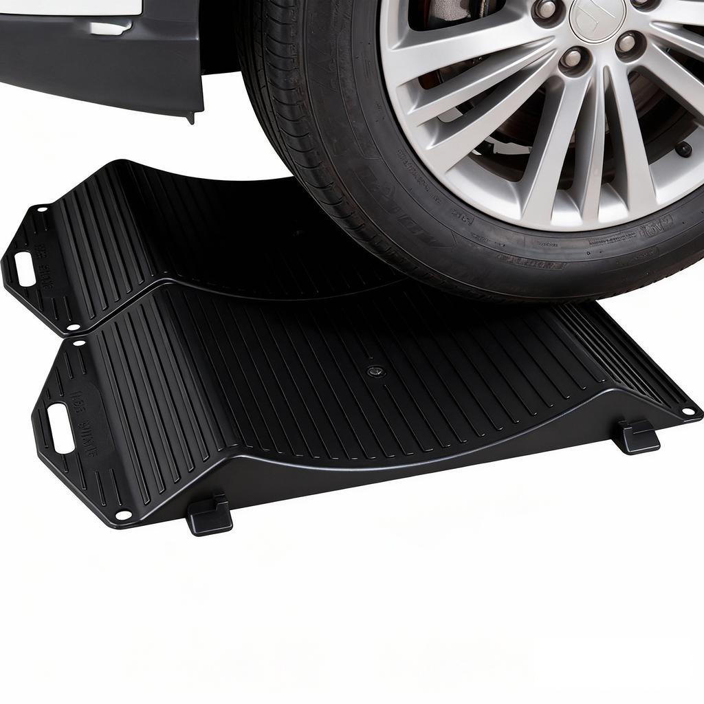 Small And Easy To Transport Tire Ramps Pack Of 2 Designed For Simple Storage Featuring Anti Slip Coating