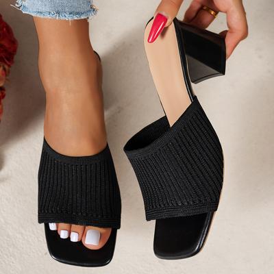 Fashion Women Sandals Slippers Luxury Summer Outdoor Casual Women Shoes Open Toe Soft High Heels Slides Black Mules Sandals Size 43