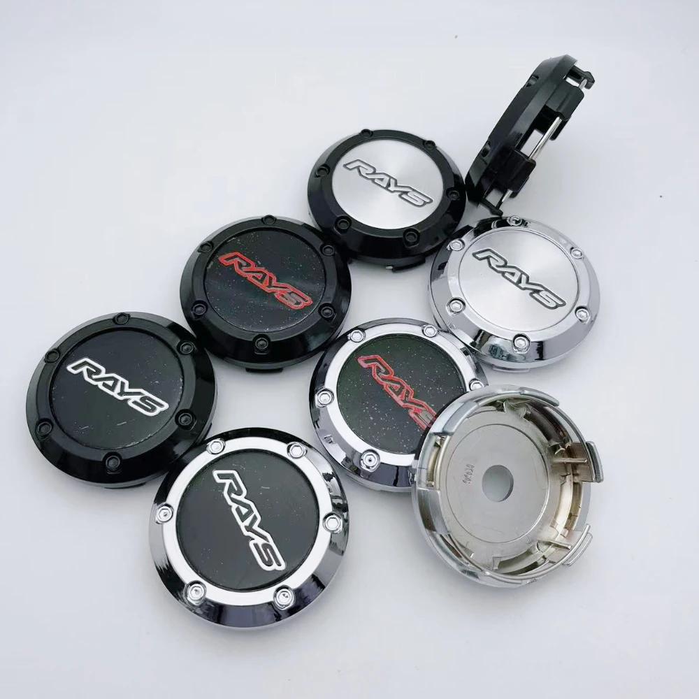 4pcs 66mm 62mm Car Wheel Center Caps With RAYS Logo Emblem Badge Wheel Hub Center Dust Cover Rim Hubcaps Car Styling Accessories