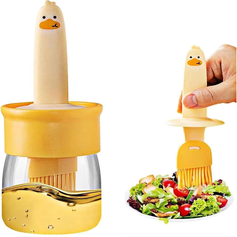 Silicone Brush and High Temperature Resistant Oil Bottle,2 In 1 Oil Dispenser Bottle with Silicone Basting Brush for Cooking,
