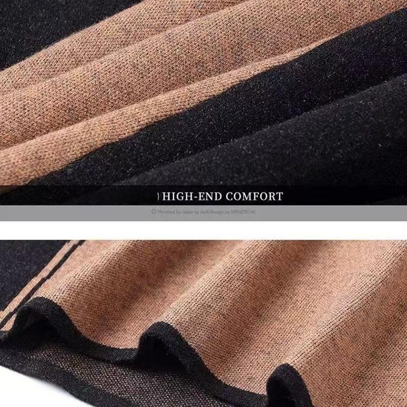 Women's Plus Size Knit Dress Autumn Winter Color-Block Loose Knit Sweater Dress Long A-Line Knit Dress