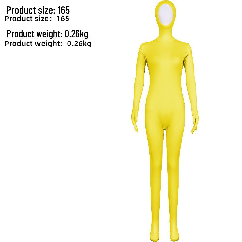Zentai-Anzug mit fluoreszierendem Schnurrbart & Augenbrauen - einfarbiger Performance-Body