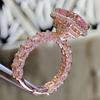 Luxury Rose Gold Color Inlaid White Pink CZ Women's Ring Geometry Fashion Daily Wear Party Zircon