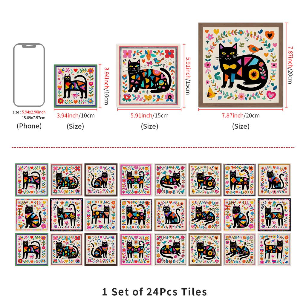 European Crystal Mandala 24 Pieces Self-Adhesive Wall Sticker, Waterproof Kitchen Bedroom Tile Sticker Pvc Wallpaper