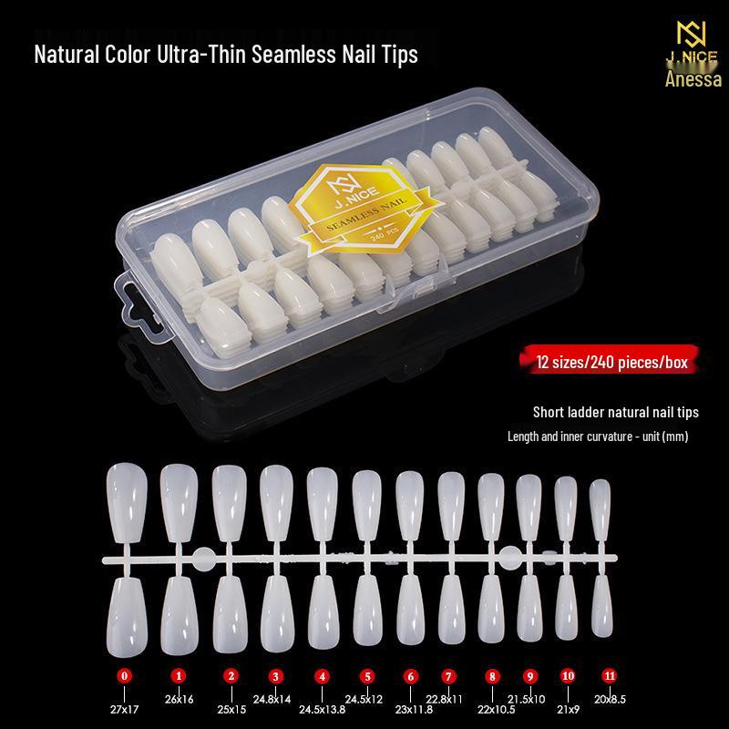 Dual-Use Seamless Transparent Frosted Nail Tips - Extendable Flat/Arc Design