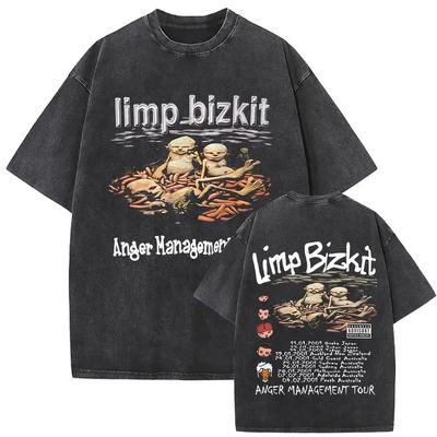 Washed VintageLimp Bizkit Graphic T-shirt Men Women Hip Hop Casual Overd Short Sleeve T Shirts Unisex Streetwear#Color(6)