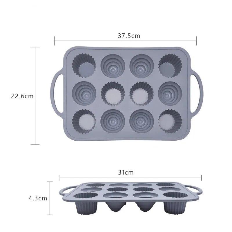 12 Holes Mini Cake Silicone Mold Built In Stainless Ring Cookies Fondant Baking Pan Non-Stick Silicone Cake Molds Baking Tools