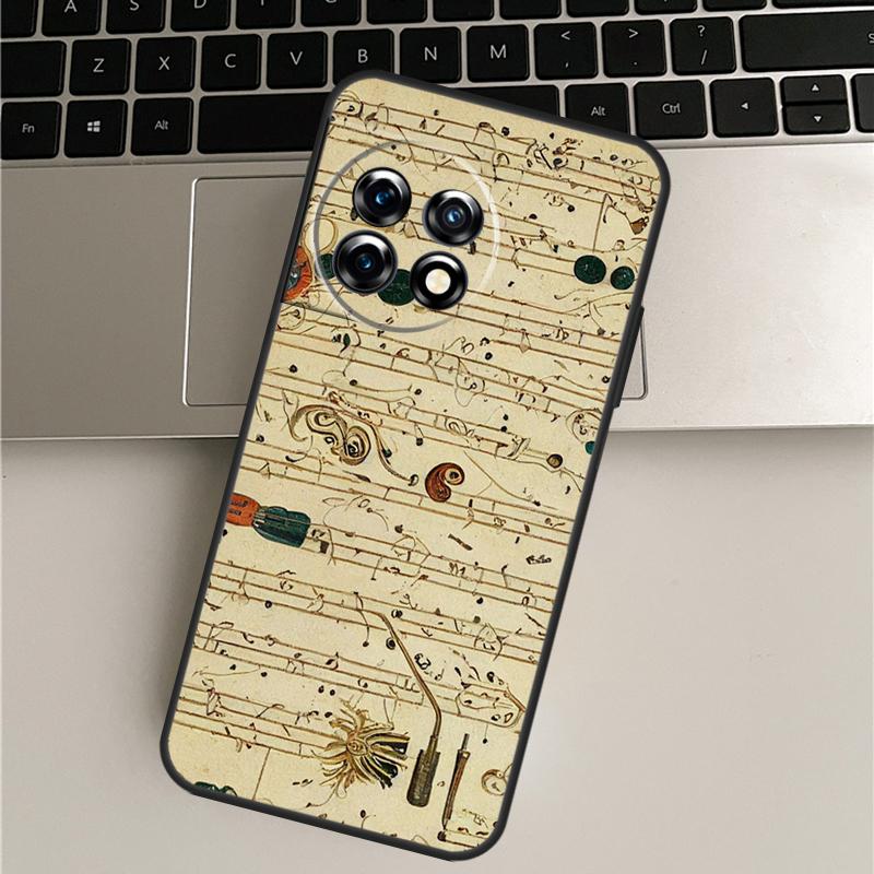 Music Score Musical Notes Case For OnePlus Nord 5 CE 3 4 Lite N20 N30 OnePlus 15 15R 13 13R 13T 10T 10 Pro 11 12 Cover