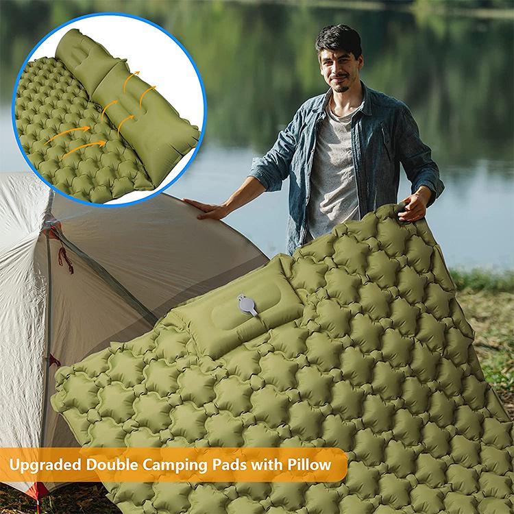 Double Inflatable Camping Mat: Portable, Moisture-Proof Air Mattress for Outdoor Adventures and Beach