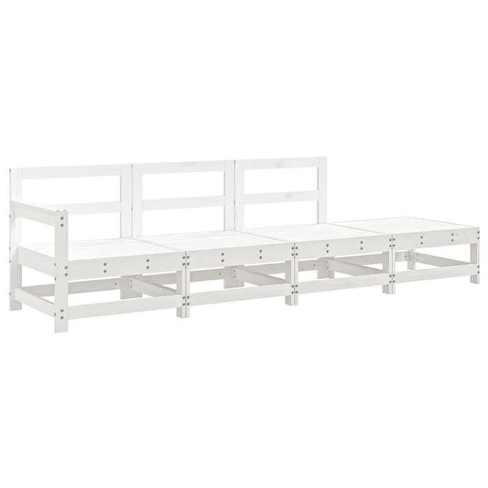 VidaXL Salon de Jardin 4 pcs, Canapés avec Repose-pieds, Sièges avec Dossier et Accoudoir, Meubles de Terrasse Patio, Blanc 825535