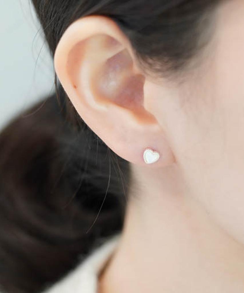 Alleun Silver 925 Heart Twist Mini White Earrings