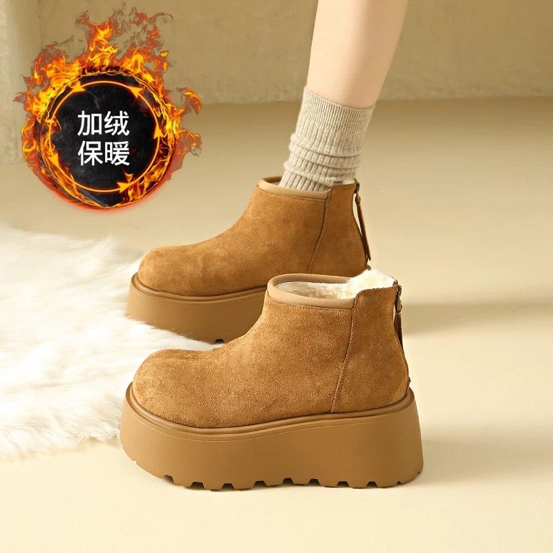 

European nonslip warm snow boots women s autumn and winter new heightened thicksoled fashionable versatile temperament short boots 35 жёлтый