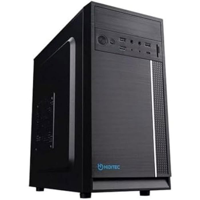 Boîtier Semi-Tour ATX - HIDITEC - Noir - Châssis Tour - 35,5x17x34,5 cm - Compatible ATX