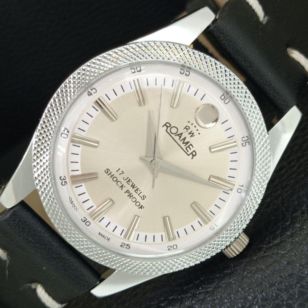 

VINTAGE HAND-WINDING SWISS MENS REFURBISHED SILVER COLOR DIAL WATCH a707196-1