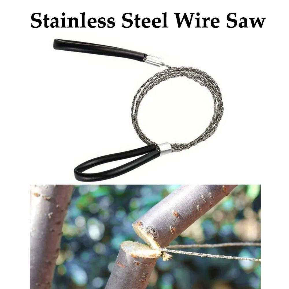 1PC Portable Stainless Steel Wire Saw with Finger Handle, Pocket Manual Chain Saw for Outdoor Camping Hiking Survival