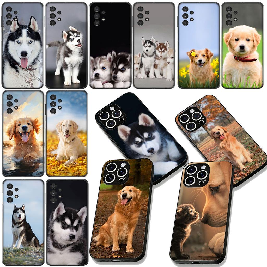 Husky Golden Retriever Dog Phone Case for Samsung Galaxy S22 S21 S20 FE Ultra Plus A35 A36 A37 A33 A34 A04 A71 Cover Casing