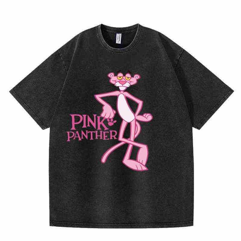 Pink Distressed Cartoon Punk Style Cotton T-Shirt